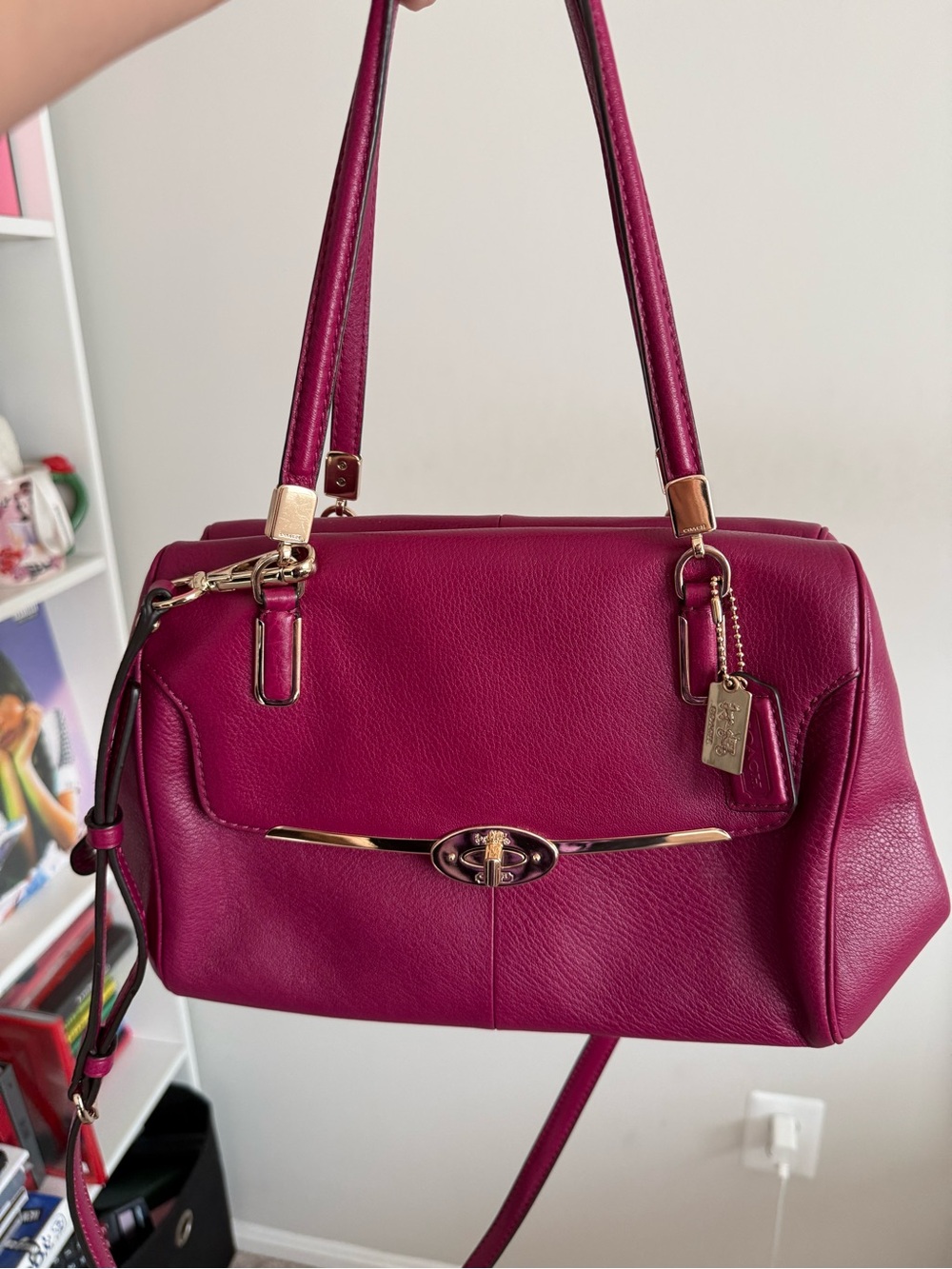 Coach fuchsia Madeline east west satchel